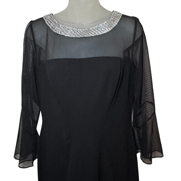 $199 Alex Evenings Embellished Illusion Sheath Dress, BLACK size 8 New - Picture 4 of 8